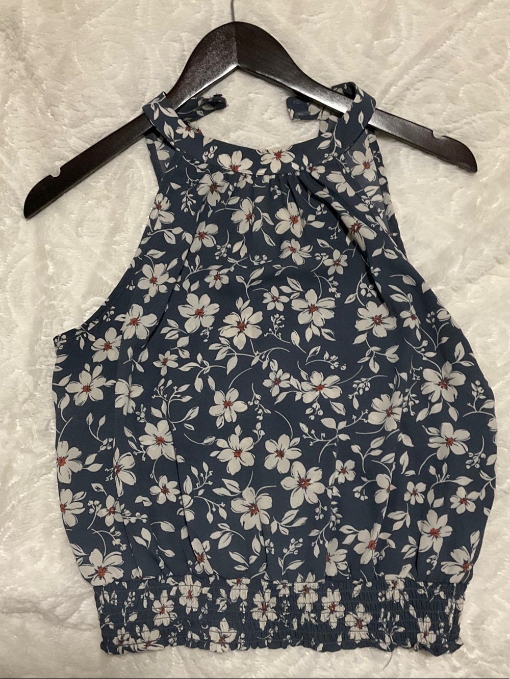 Floral Halter Crop Top - Navy.